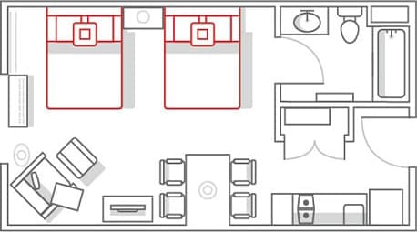 Marriott TownePlace Suites 2 Bedroom Suite Floor Plan