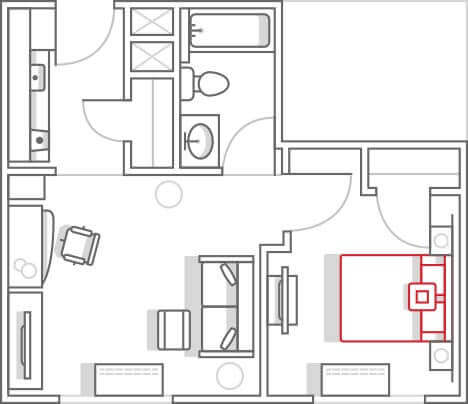 Marriott TownePlace Suites 1 Bedroom Suite Floor Plan